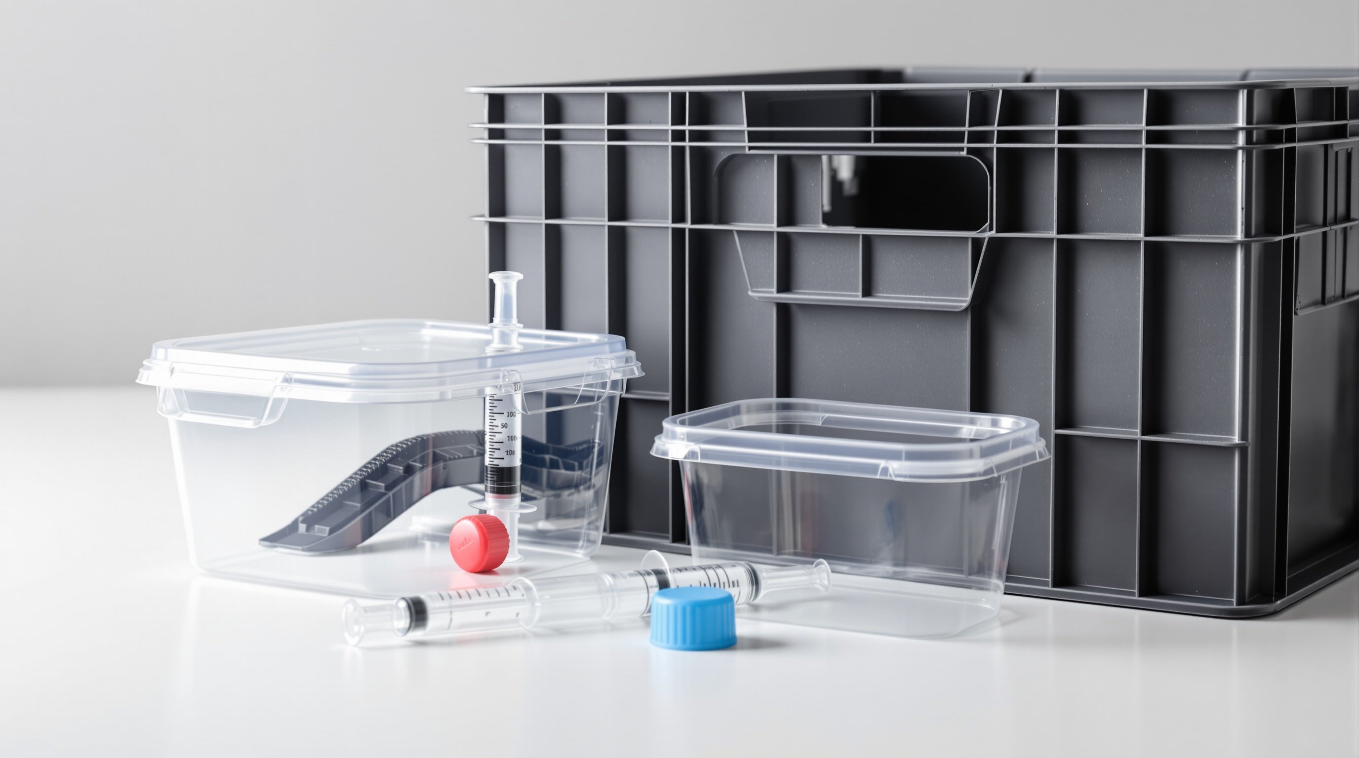 Farklı termoplastik uygulamalarını temsil eden endüstriyel plastik ürünler